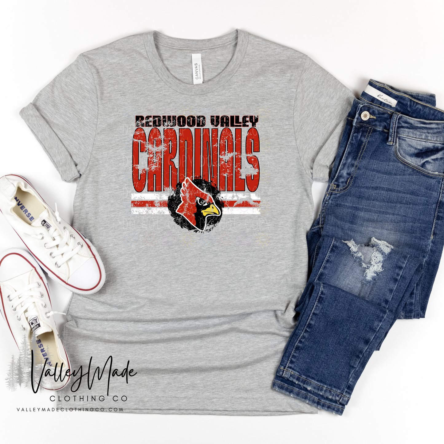 Distressed Circle School And Mascot - Tee