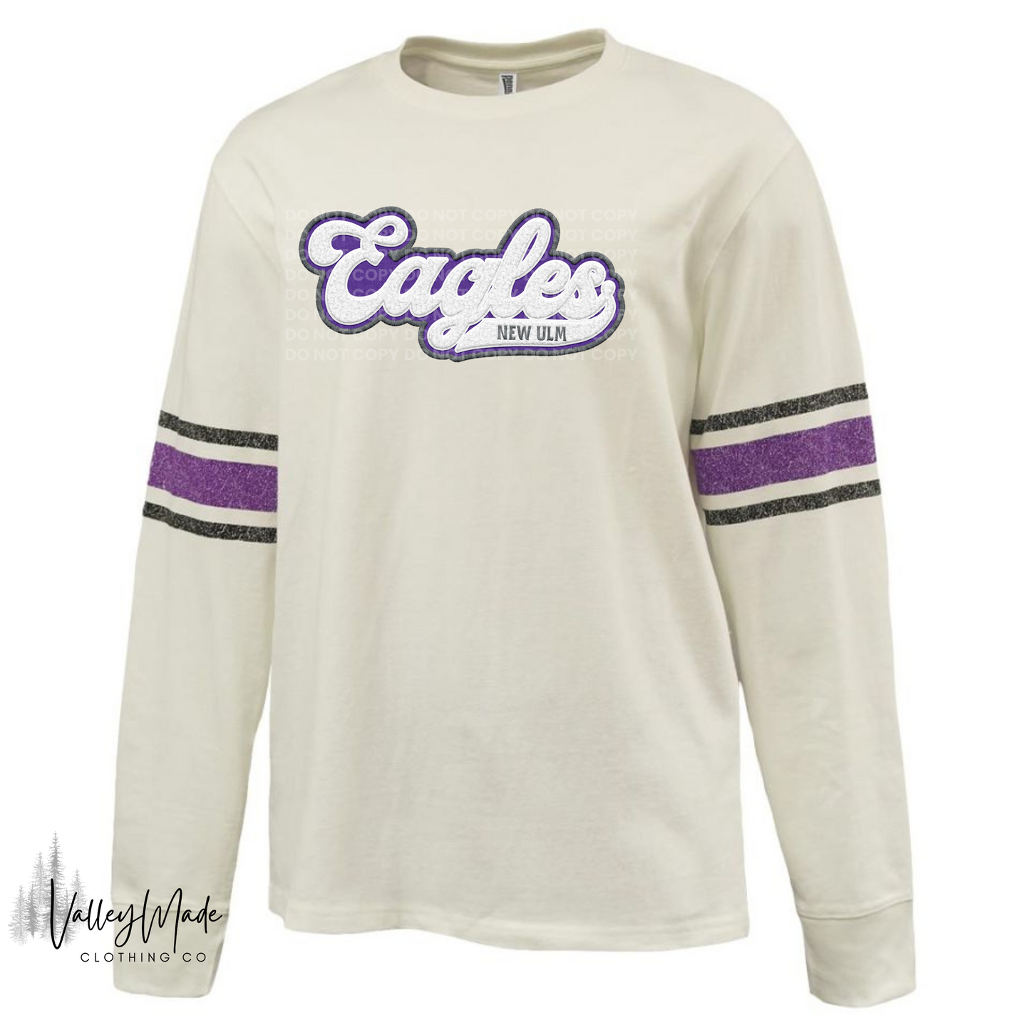 Embroidered Look Eagles-Lightweight Crewneck