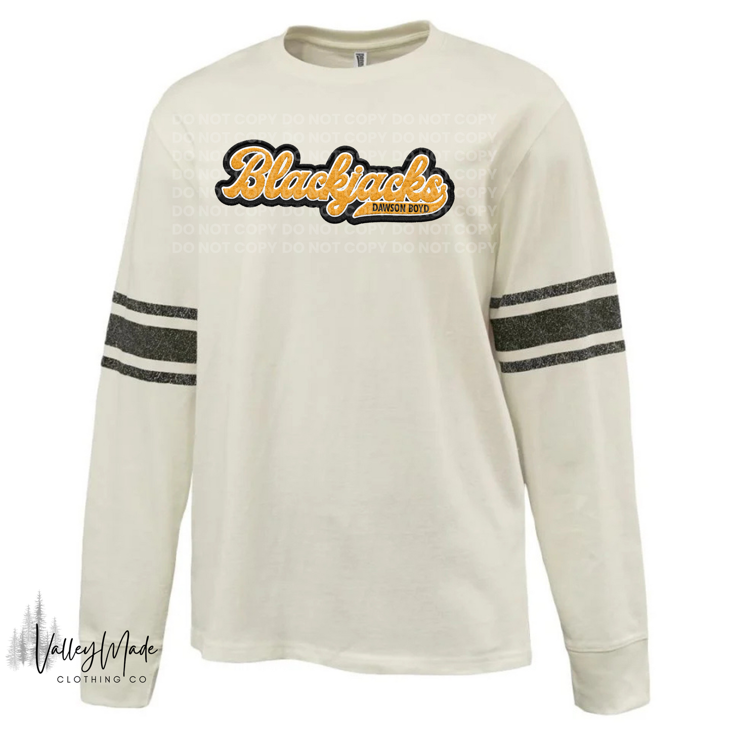 Embroidered Look Blackjacks-Lightweight Crewneck
