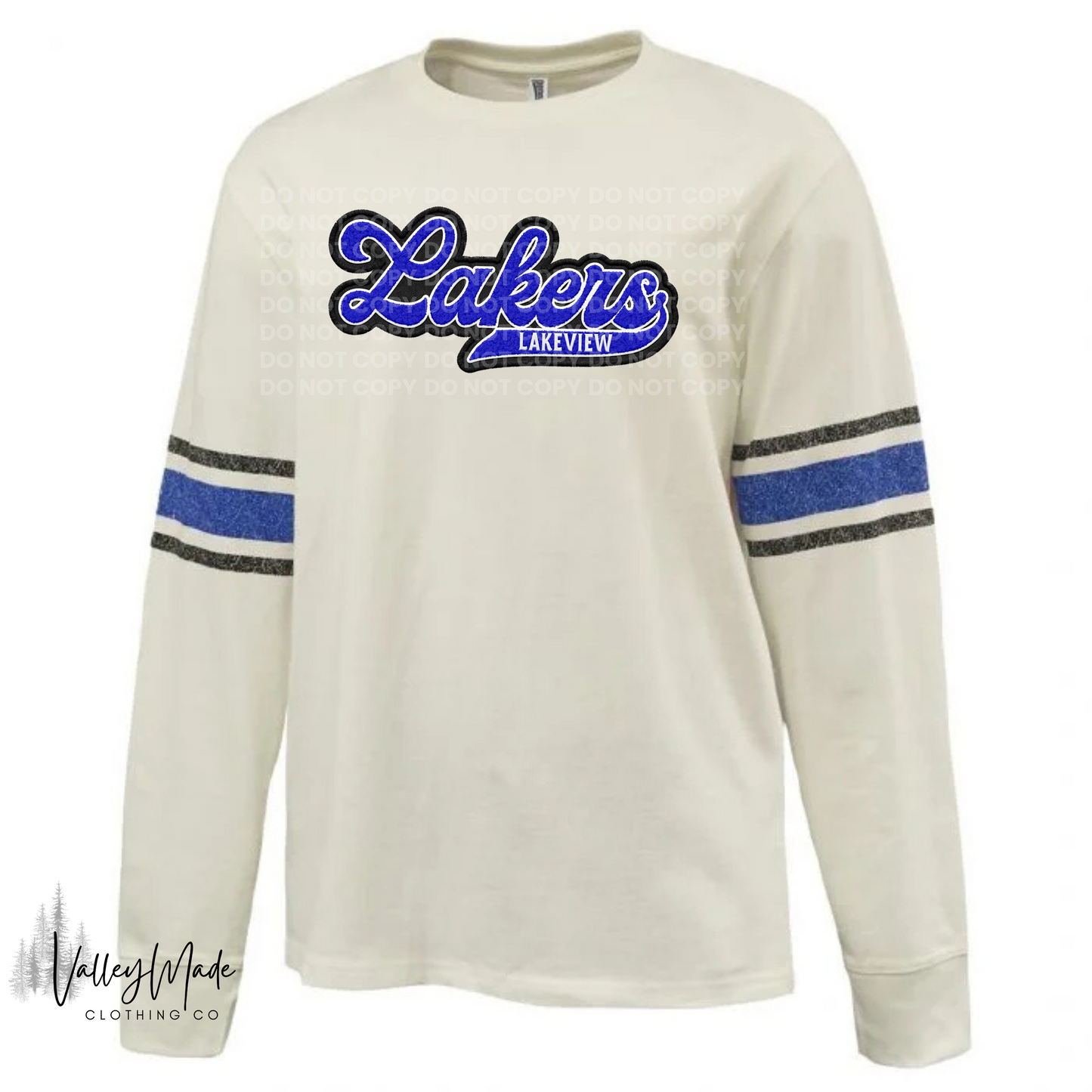 Embroidered Look Lakers-Lightweight Crewneck
