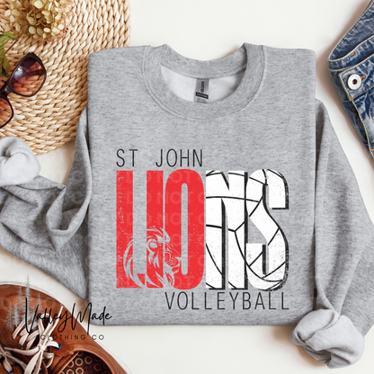 Distressed Lions Sports-Crewneck