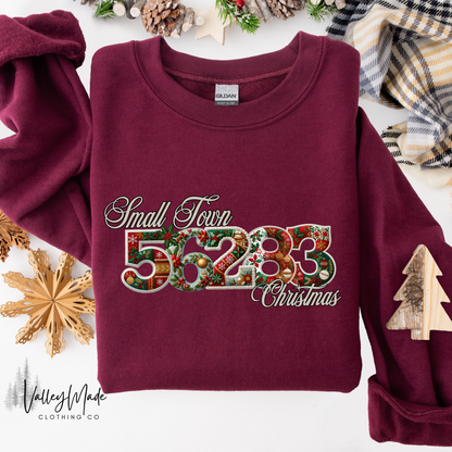 Customizable Small Town Christmas Zip Code-Crewneck