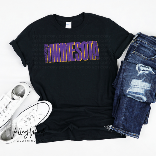 Distressed Purple And Gold Minnesota-Tee