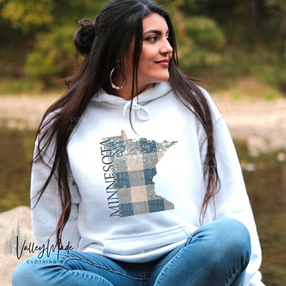 Blue And Tan Plaid Minnesota-Hoodie