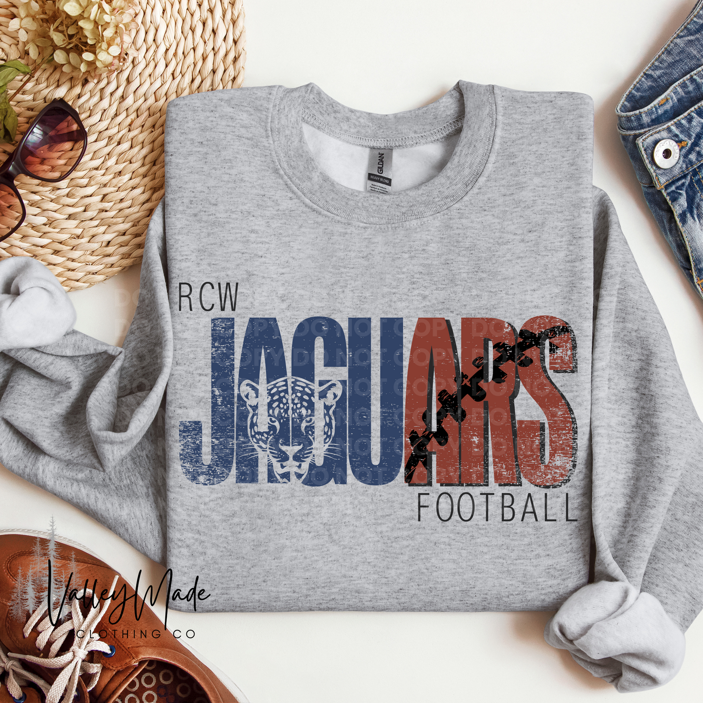 Distressed RCW Jaguars-Crewneck