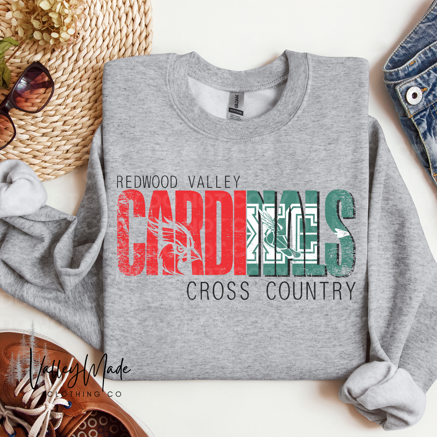 Distressed Cardinals Sports-Crewneck