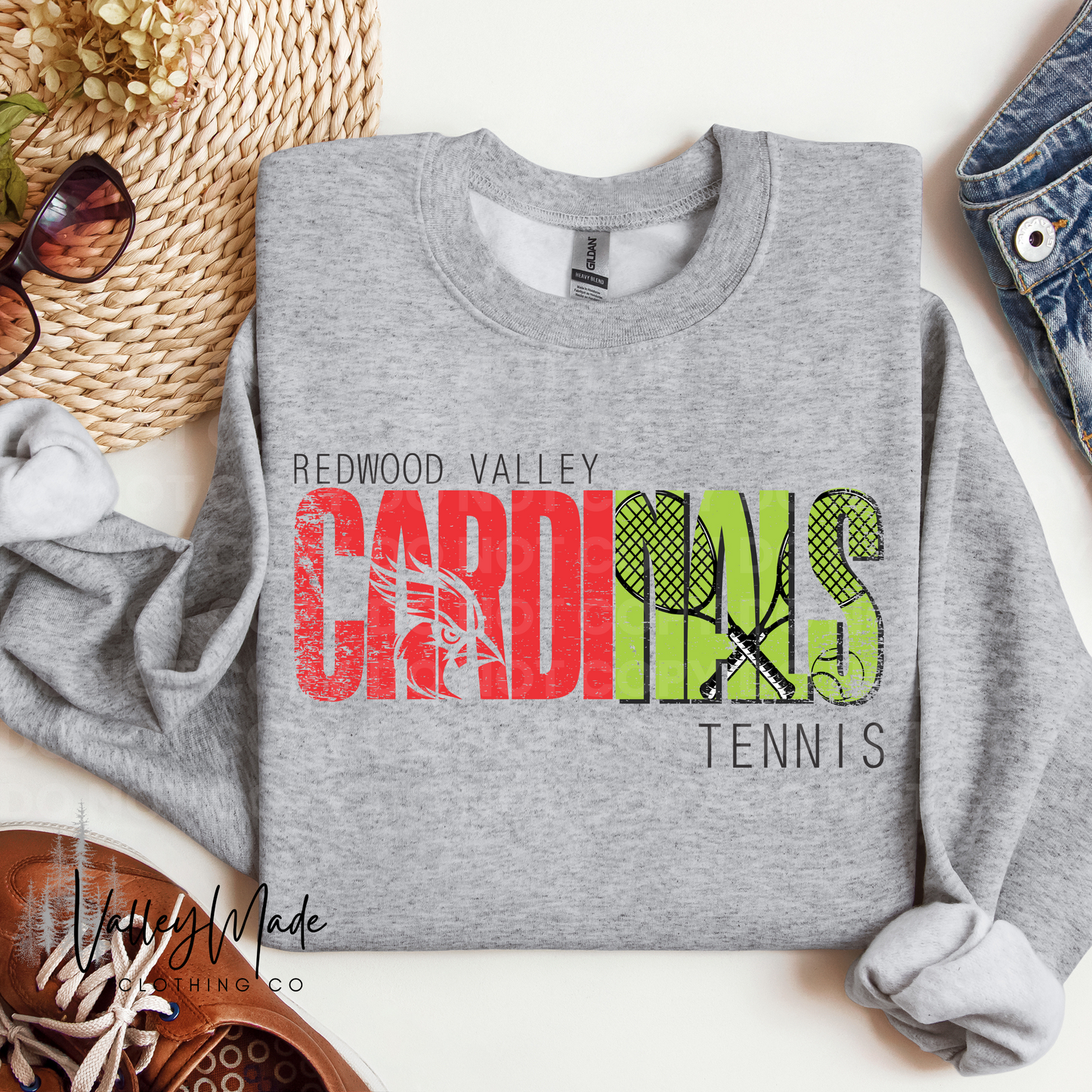 Distressed Cardinals Sports-Crewneck