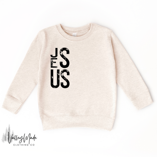 Jesus Stacked-Toddler Crewneck