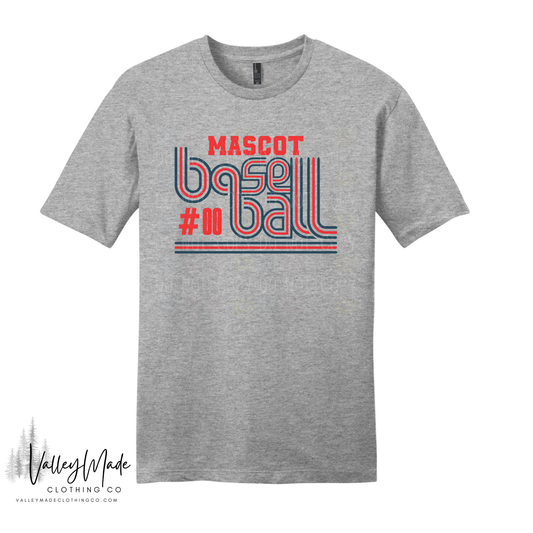 Custom Retro Baseball Mascot And Number - Tee