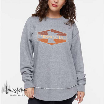 Distressed Minnesota 1858-Women's Fit Crewneck