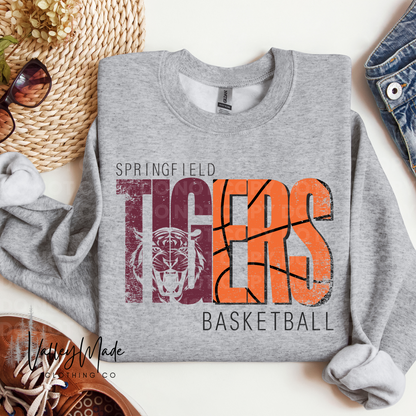 Distressed Springfield Tigers Sports-Crewneck