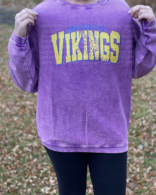 Minnesota Gameday-Purple Corded Crewneck