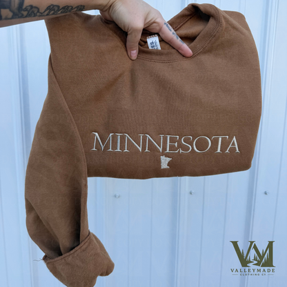 Embroidered Simple Minnesota Crewneck