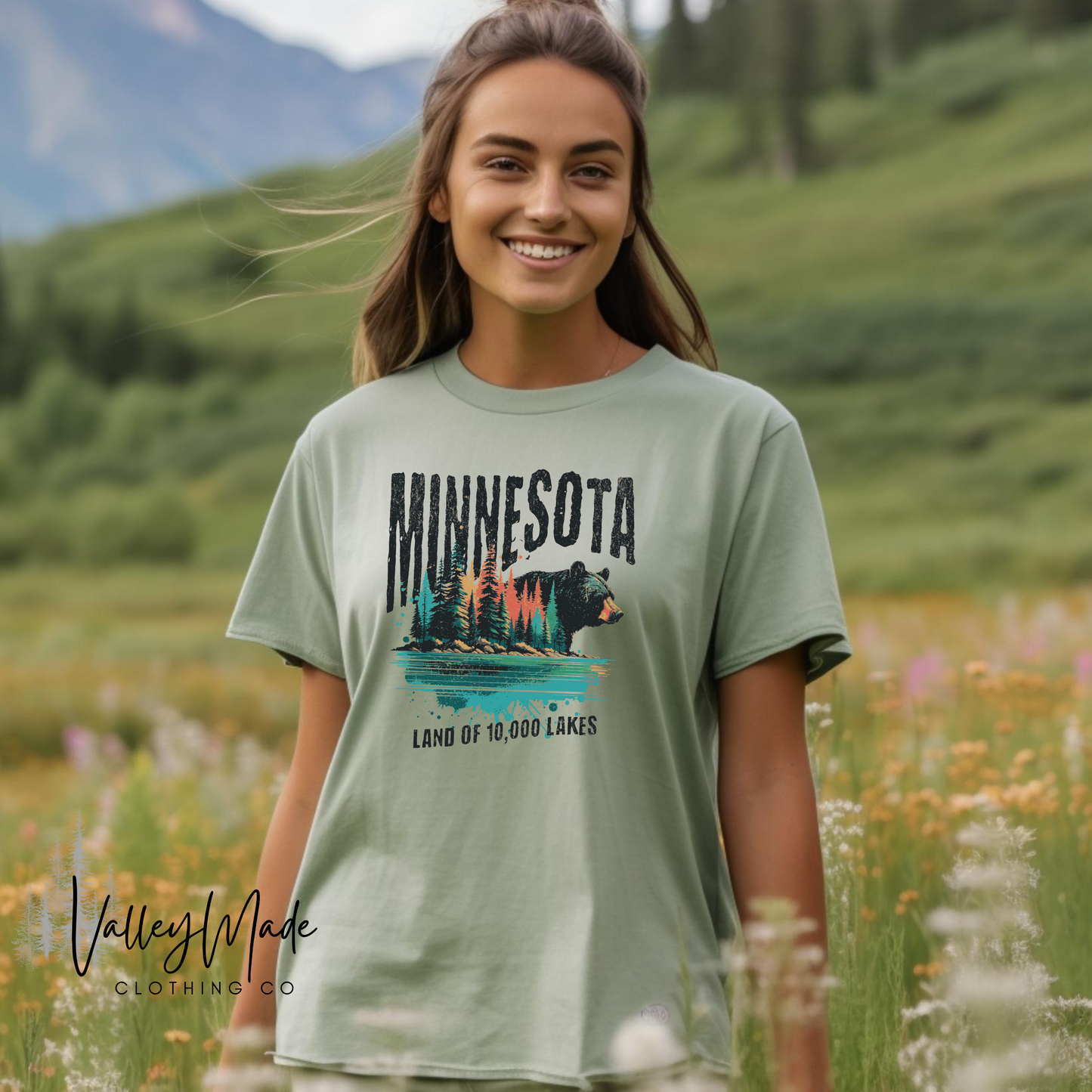 Watercolor Land Of 10,000 Lakes-Tee