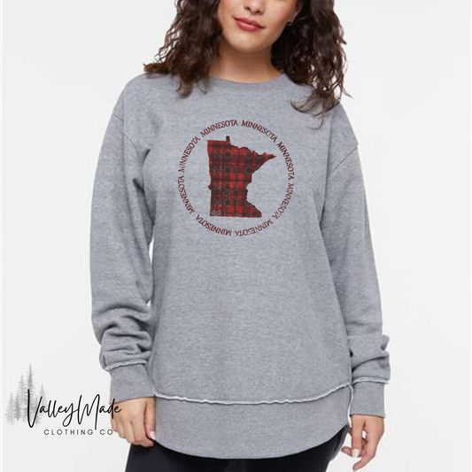 Plaid Minnesota Circle-Women's Fit Crewneck