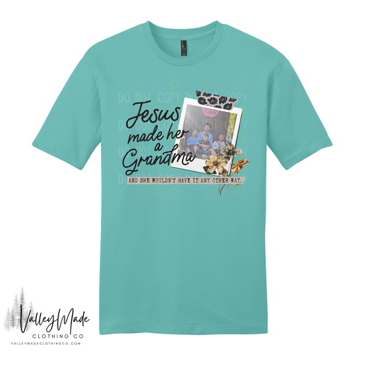 Custom Picture Jesus Made Her A Grandma - Tee