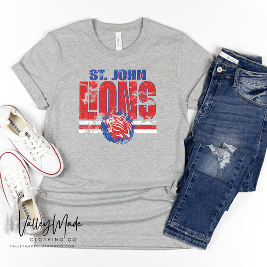 Distressed Circle School And Mascot - Tee