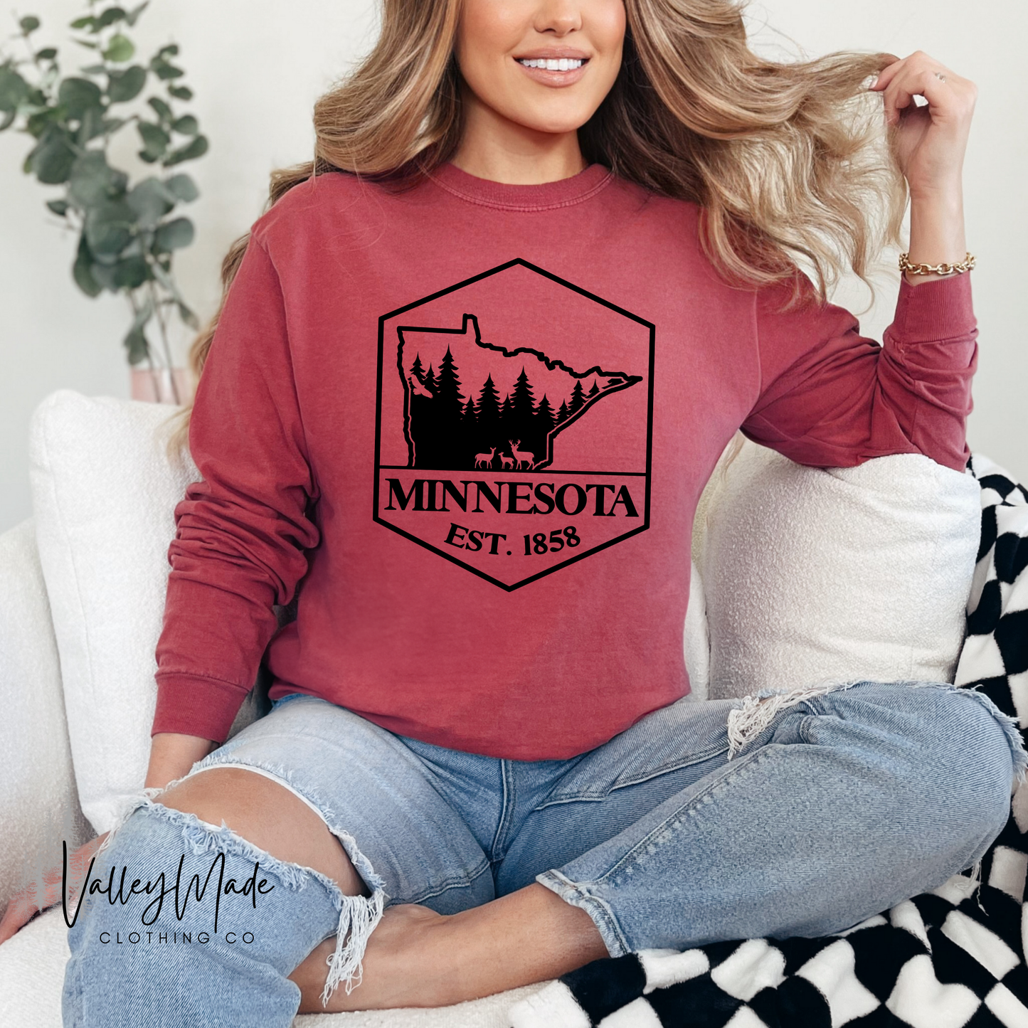 1858 Trees And Deer-Long Sleeve (Comfort Color Brand)