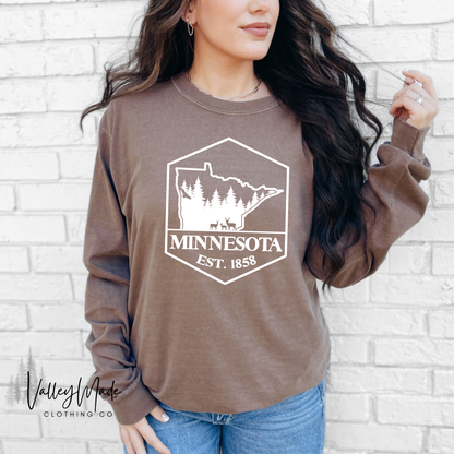 1858 Trees And Deer-Long Sleeve (Comfort Color Brand)