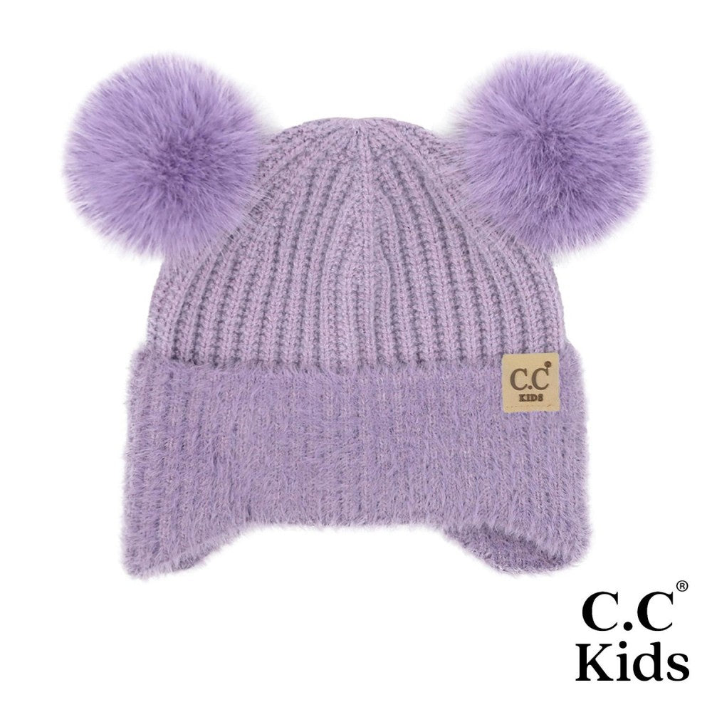 KIDS C.C. Brand Earflap Pom Beanie