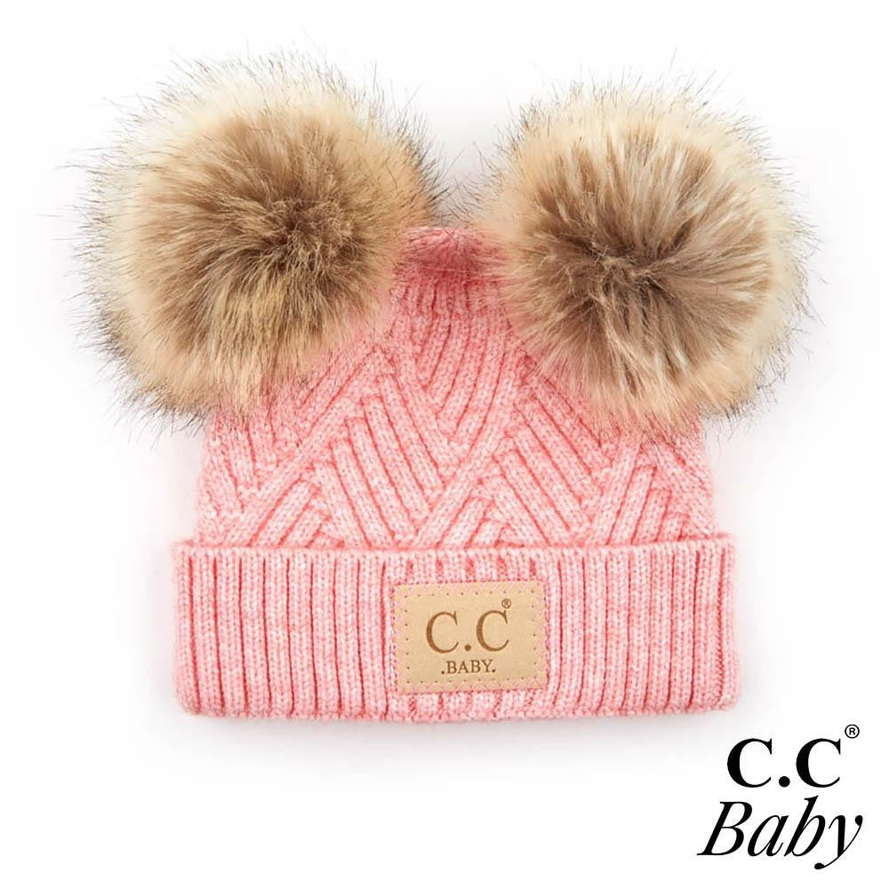 BABY C.C. Brand Criss Cross Pattern Pom Beanie