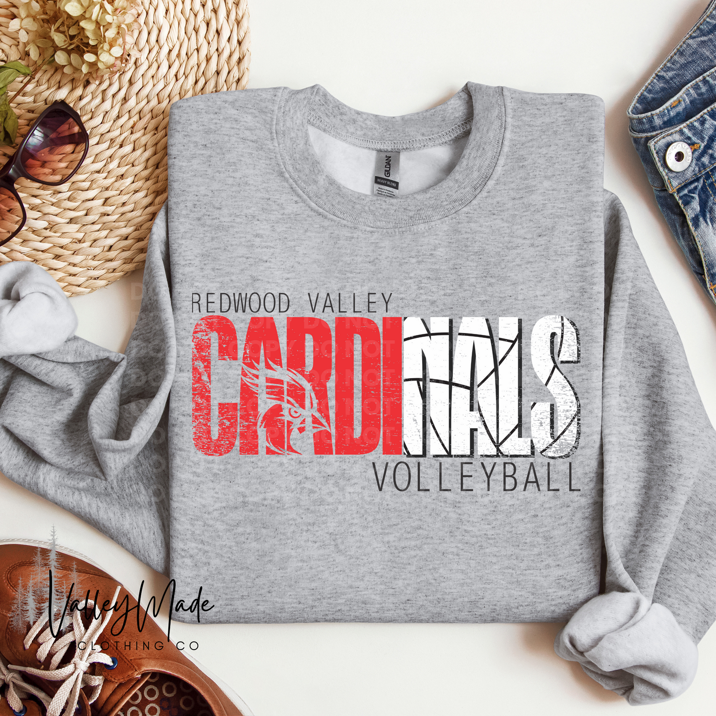 Distressed Cardinals Sports-Crewneck