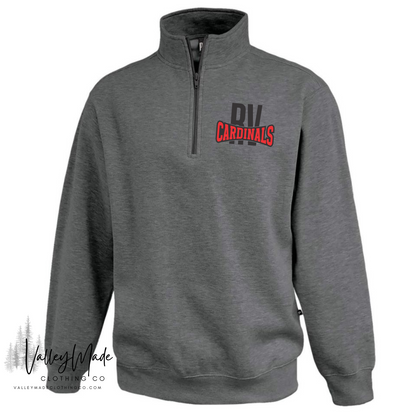 Curved School And Mascot - Men's 1/4 Zip