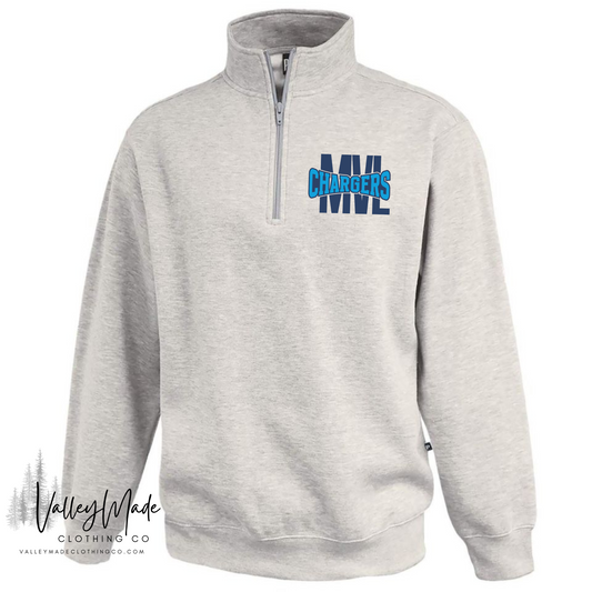 Curved School And Mascot - Men's 1/4 Zip