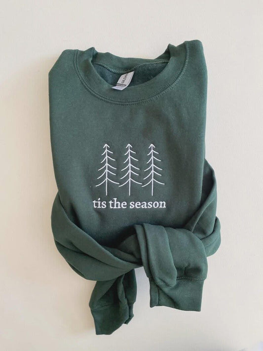 Tis The Season Trees - Embroidered Crewneck