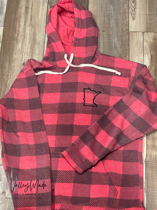 Buffalo Plaid Minnesota - Embroidered Hoodie