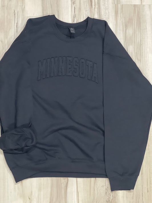 Tone On Tone Rough Edge Embroidered Minnesota Crewneck