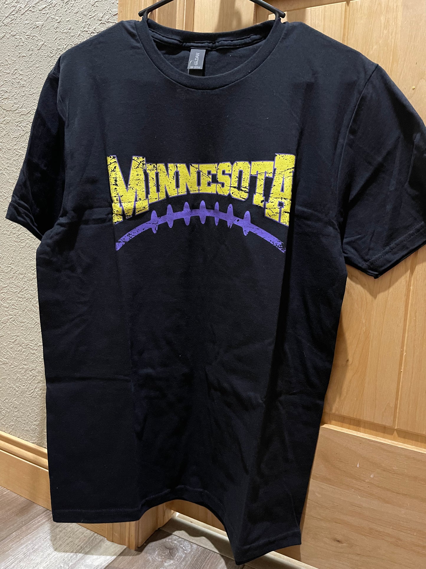 Distressed Minnesota Football-Black Tee