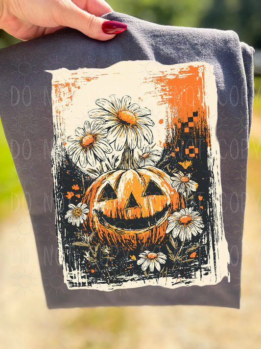 Vintage Pumpkin And Flowers - Tee