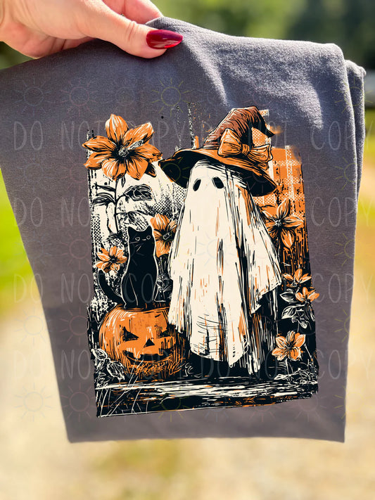 Vintage Ghost And Cat - Tee