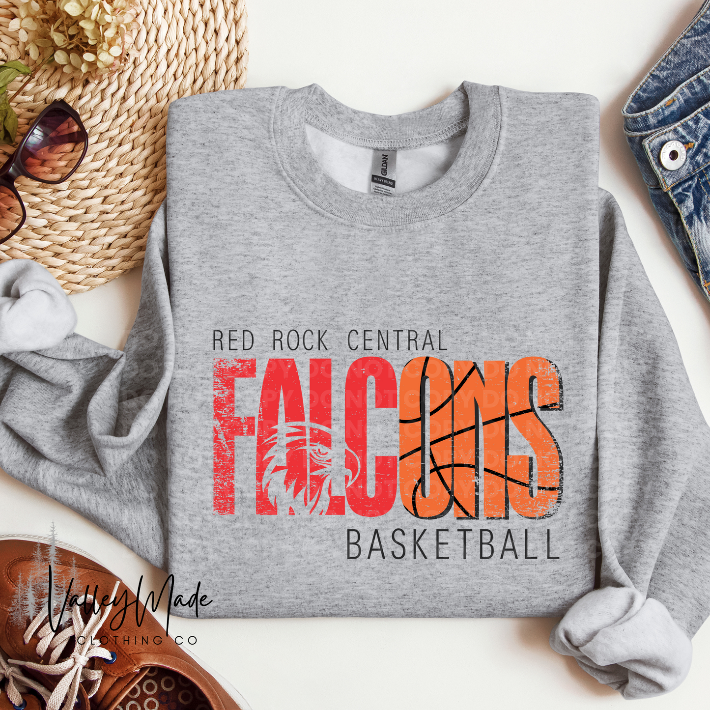 Distressed Falcons Sports-Crewneck