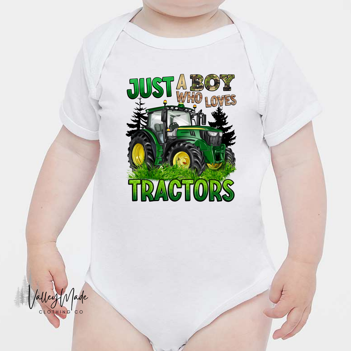 Just A Boy Who Loves Tractors-Bodysuit