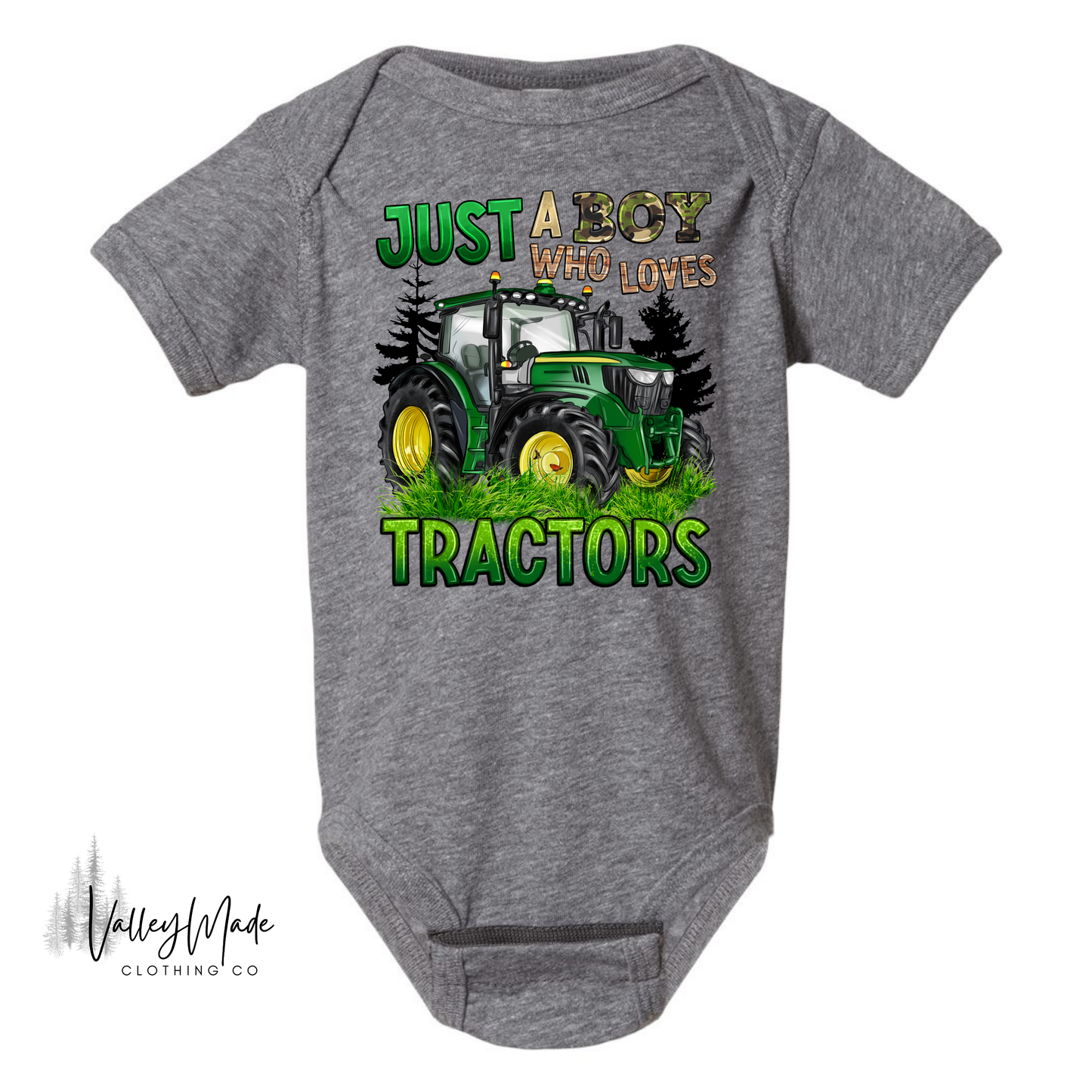 Just A Boy Who Loves Tractors-Bodysuit