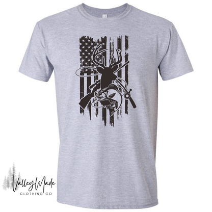 Fishing And Hunting Flag-Tee