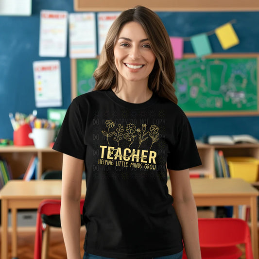 Floral Teacher Helping Little Minds-Tee