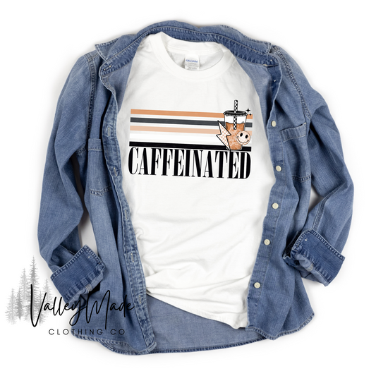 Caffeinated Retro Stripe-Tee